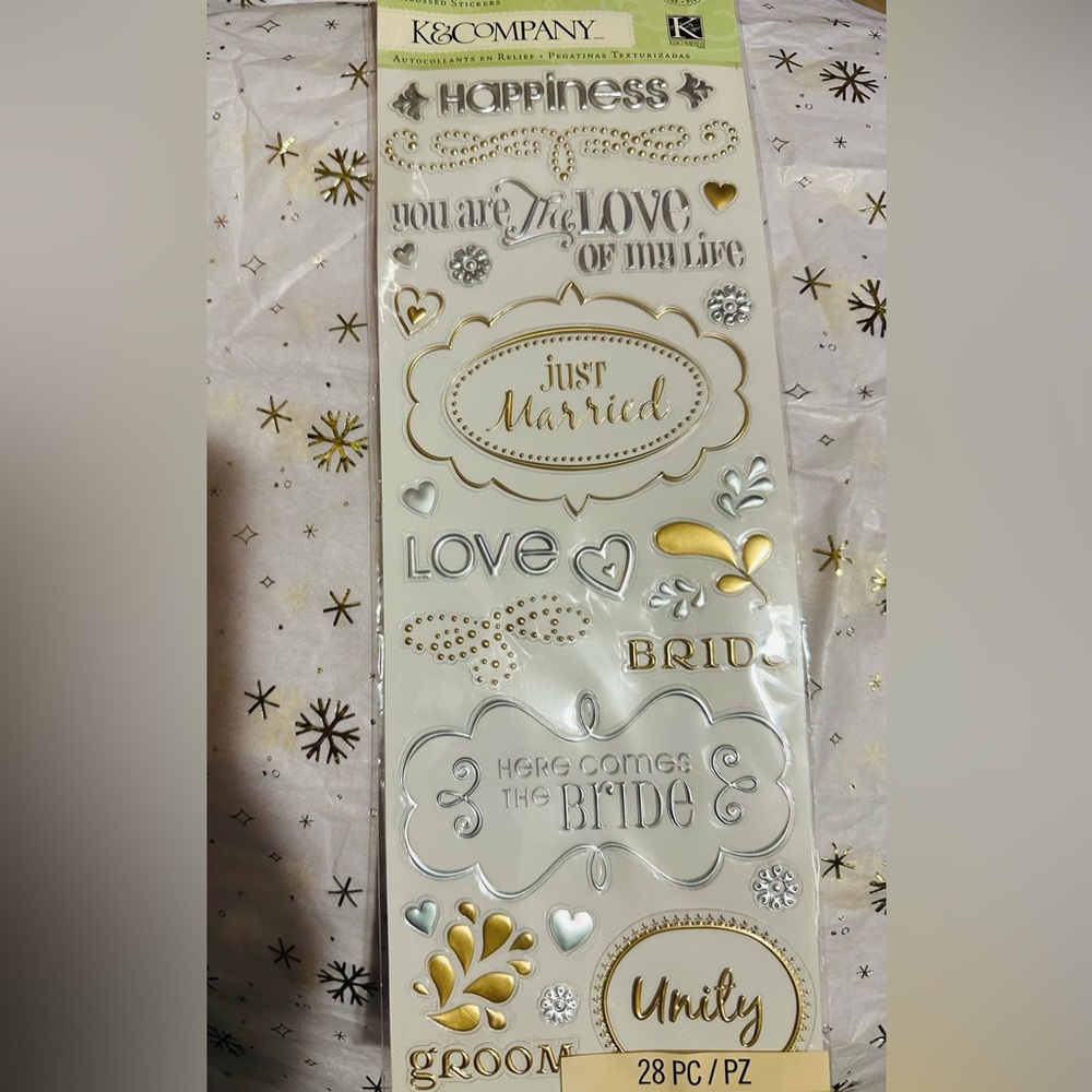 Gold and Silver Wedding Embossed Stickers